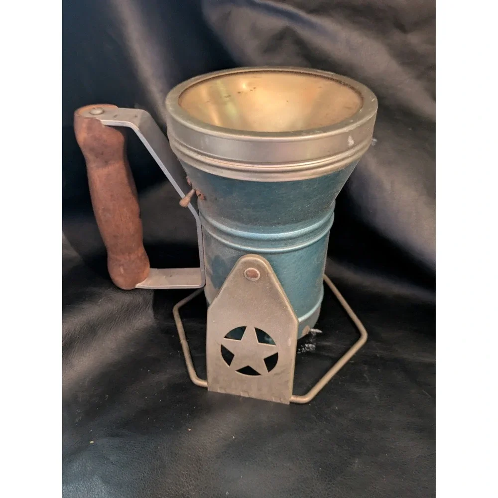 Vintage Star Headlight & Lantern Co Railroad Signal Lantern Blue Wood Handle